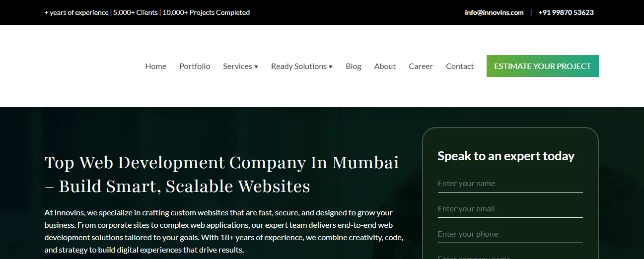 Business website with SEO and analytics dashboard by Innovins